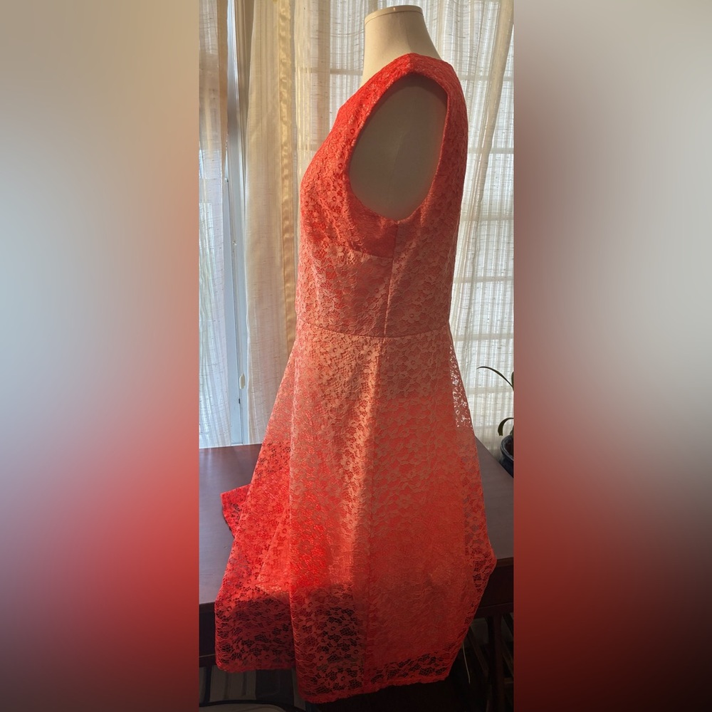 Covington Fit & Flare Coral Lace Dress Size 16 - Picture 6 of 8